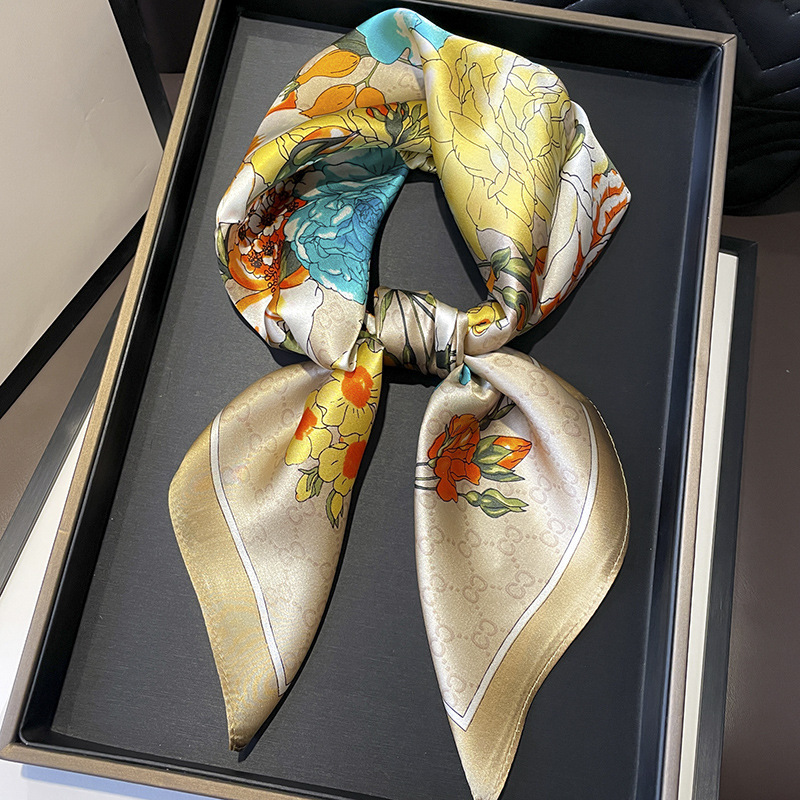 Ascot Neck Scarf - 70cm New Women Silk Printed Design