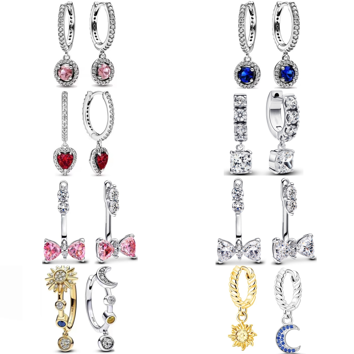 Double Hoop Bow Sun Moon Fit O - Tie Clip Silver recension och pris
