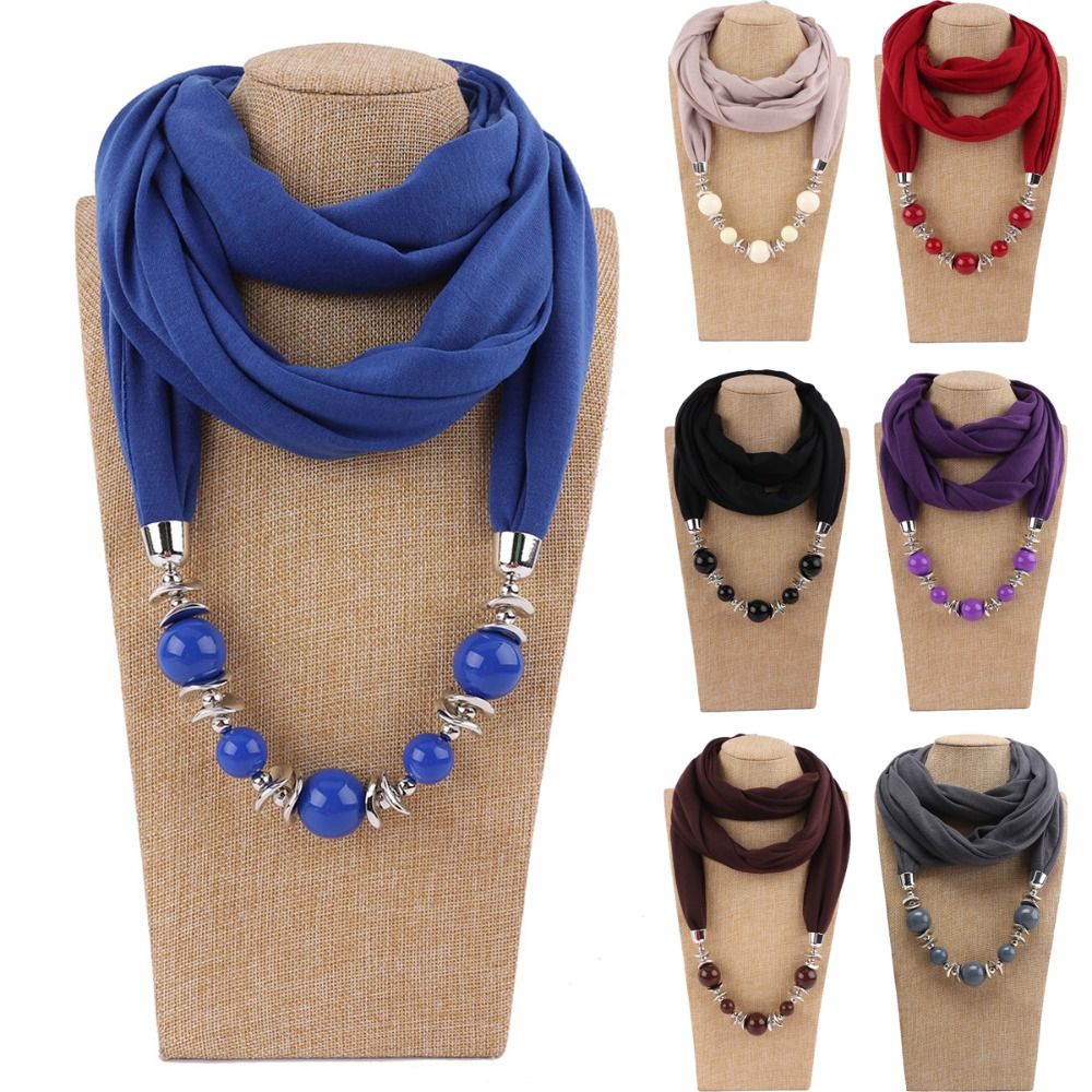 New Chiffon Scarf Beaded Solid - Infinity Scarf Knit recension och pris